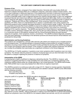 The Lewy Body Composite Risk Score (Lbcrs)