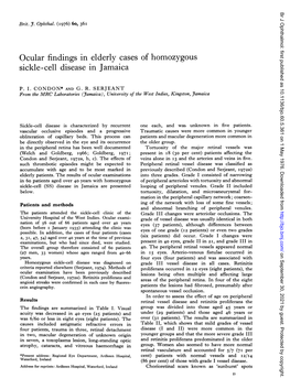 Ocular Findings in Elderly Cases of Homozygous Sickle-Cell Disease in Jamaica