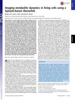 Imaging Metabolite Dynamics in Living Cells Using a Spinach-Based