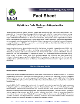 High Octane Fuels: Challenges & Opportunities June 2015