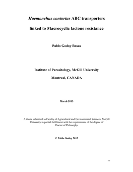 Haemonchus Contortus ABC Transporters Linked to Macrocyclic