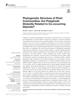 Phylogenetic Structure of Plant Communities: Are Polyploids Distantly Related to Co-Occurring Diploids?