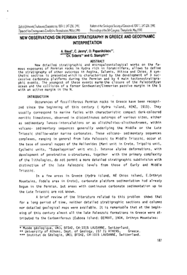 New Observations on Permian Stratigraphy in Greece and Geodynamic Interpretation