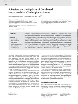 A Review on the Update of Combined Hepatocellular Cholangiocarcinoma