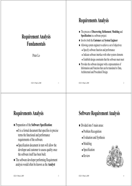 Requirement Analysis Fundamentals Requirements Analysis