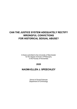 Can the Justice System Adequately Rectify Wrongful Convictions for Historical Sexual Abuse?