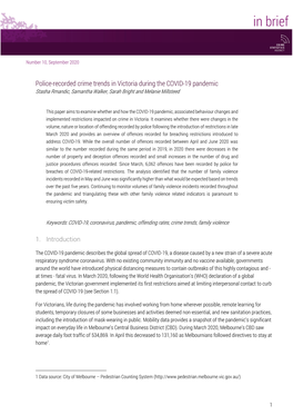 Police-Recorded Crime Trends in Victoria During the COVID-19 Pandemic Stasha Rmandic, Samantha Walker, Sarah Bright and Melanie Millsteed