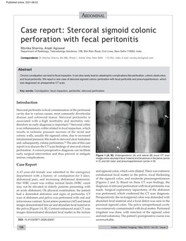 Stercoral Sigmoid Colonic Perforation with Fecal