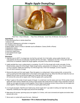 9-17 Maple Apple Dumplings