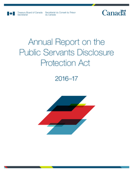 Annual Report on the Public Servants Disclosure Protection Act
