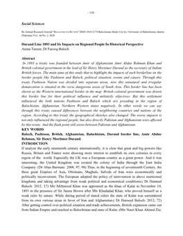 Social Sciences Durand Line 1893 and Its Impacts on Regional People