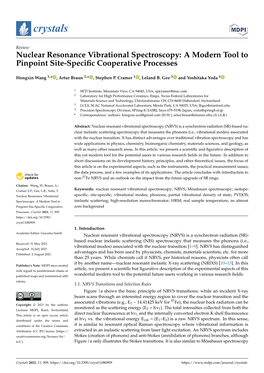 Nuclear Resonance Vibrational Spectroscopy: a Modern Tool to Pinpoint Site-Speciﬁc Cooperative Processes