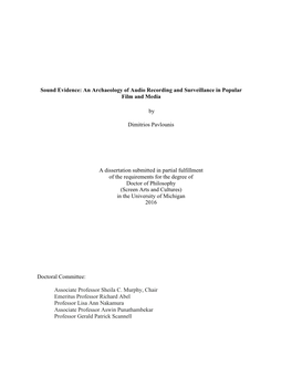 Sound Evidence: an Archaeology of Audio Recording and Surveillance in Popular Film and Media