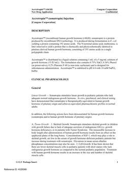 Somatropin) Injection [Cangene Corporation]