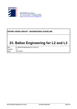 23. Balise Engineering for L2 and L3