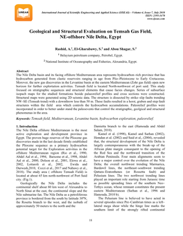 Geological and Structural Evaluation on Temsah Gas Field, NE-Offshore Nile Delta, Egypt