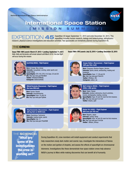 International Space Station [MISSION SUMMARY]