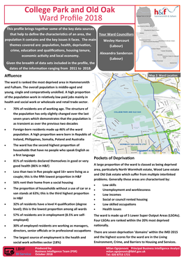 College Park and Old Oak Ward Profile 2018