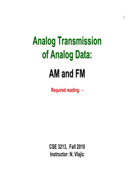 Analog Transmission of Analog Data: AM and FM