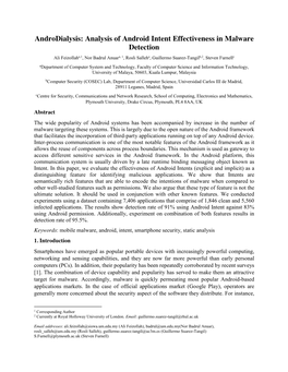 Analysis of Android Intent Effectiveness in Malware Detection