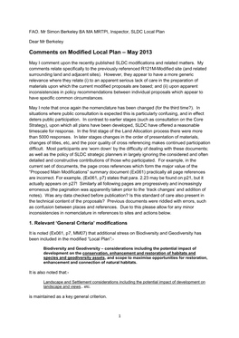 Comments on Modified Local Plan – May 2013