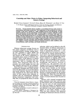 Courtship and Mate Choice in Fishes: Integrating Behavioral and Sensory Ecology1