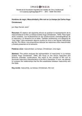 Hombres De Negro. Masculinidad Y Film Noir En La Trampa (De Carlos Hugo Christensen) Por Alejo Hernán Janin*