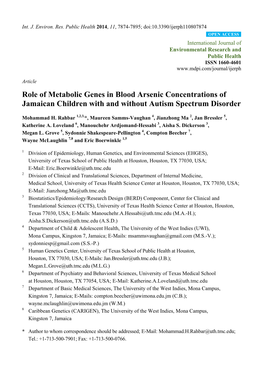 Role of Metabolic Genes in Blood Arsenic Concentrations of Jamaican Children with and Without Autism Spectrum Disorder