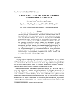 Number of Bystander, Time Pressure and Gender Effects on Altruistic Behavior