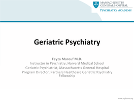 Geriatric Psychiatry