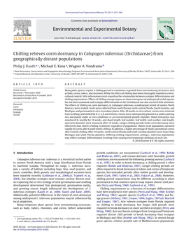 Chilling Relieves Corm Dormancy in Calopogon Tuberosus (Orchidaceae) from Geographically Distant Populations