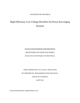 High-Efficiency Low-Voltage Rectifiers for Power Scavenging Systems