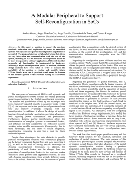 A Modular Peripheral to Support Self-Reconfiguration in Socs