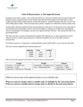 Linear Measures: the Metric System