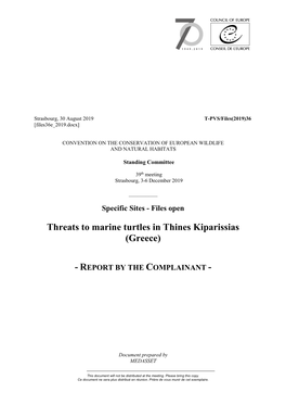 Threats to Marine Turtles in Thines Kiparissias (Greece)