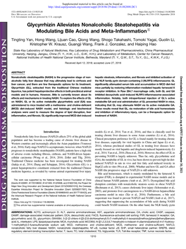 Glycyrrhizin Alleviates Nonalcoholic Steatohepatitis Via Modulating Bile Acids and Meta-Inflammation S