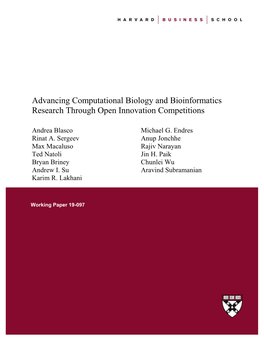 Advancing Computational Biology and Bioinformatics Research Through Open Innovation Competitions
