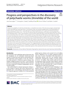 View of the Discovery Progress of Polychaete Worms (Annelida) Has Never Been Done