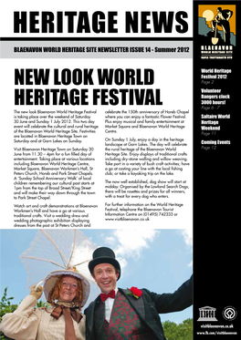 HERITAGE NEWS BLAENAVON WORLD HERITAGE SITE NEWSLETTER ISSUE 14 - Summer 2012