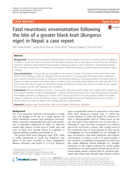 Bungarus Niger) in Nepal: a Case Report Deb Prasad Pandey1*, Sanjib Kumar Sharma2, Emilie Alirol3,4, François Chappuis3 and Ulrich Kuch5