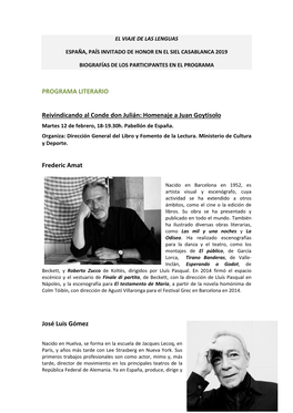 Homenaje a Juan Goytisolo Frederic Amat José Luis Gómez