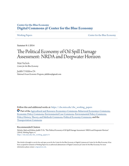 The Political Economy of Oil Spill Damage Assessment: NRDA and Deepwater Horizon