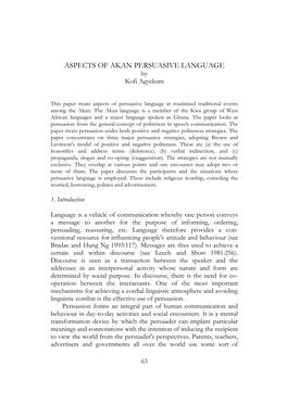 ASPECTS of AKAN PERSUASIVE LANGUAGE by Kofi Agyekum