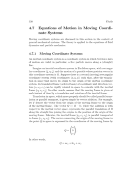 4.7 Equations of Motion in Moving Coordi- Nate Systems