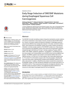 Early-Stage Induction of SWI/SNF Mutations During Esophageal Squamous Cell Carcinogenesis