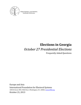 Elections in Georgia October 27 Presidential Elections Frequently Asked Questions
