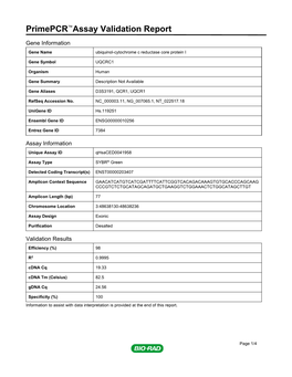 Primepcr™Assay Validation Report