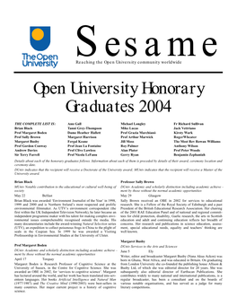 Open University Honorary Graduates 2004