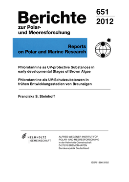 Phlorotannins As UV-Protective Substances in Early Developmental Stages of Brown Algae