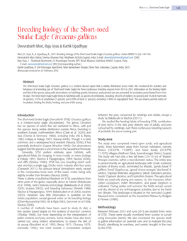 Breeding Biology of the Short-Toed Snake Eagle Circaetus Gallicus Devvratsinh Mori, Raju Vyas & Kartik Upadhyay